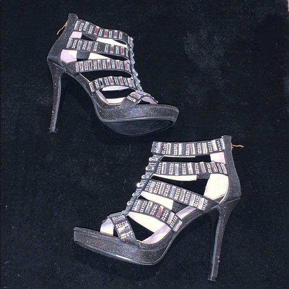 Black sparkly gemstone heels - Picture 4 of 8
